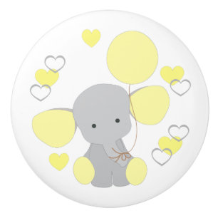 Gelber Elefant Ballon Hört Baby Boy Kinderzimmer Keramikknauf