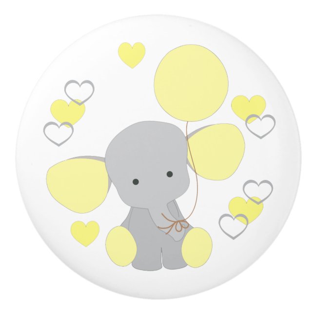 Gelber Elefant Ballon Hört Baby Boy Kinderzimmer Keramikknauf (Vorderseite)