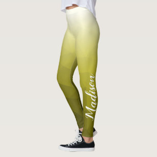 Gelber Farbverlauf Geometrisches Mesh-Muster Benut Leggings