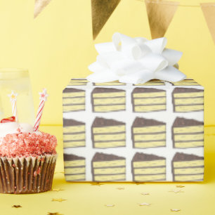 Gelber Feinschmecker-Kuchen-Slice Gebackenes Desse Geschenkpapier