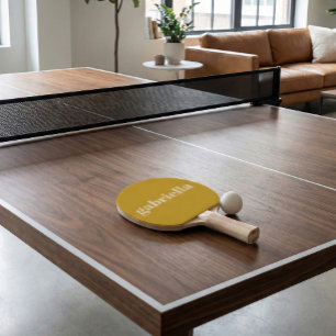 Gelber fetter Schriftzug personalisierter Name Tischtennis Schläger