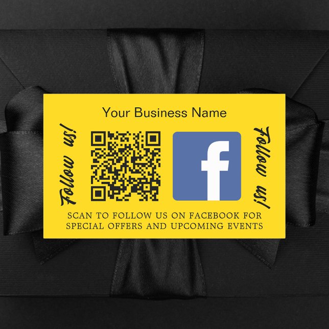 Gelber Firmenname qr Code Facebook Rechteckiger Aufkleber (Von Creator hochgeladen)