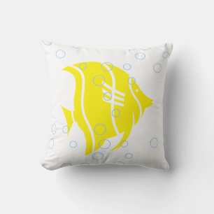 Gelber Fisch auf weißem PILLOW Kissen