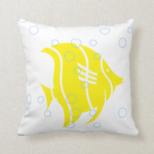 Gelber Fisch auf weißem PILLOW Kissen