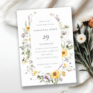 Gelber Flieder-Wildblumenrahmen Hochzeitseinladung Dankeskarte