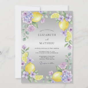 Gelber Flieder-Zitrus-Eukalyptus-Hochzeit Einladung