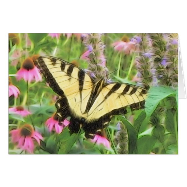 Gelber Frack-Schmetterling im Sommer-Garten (Vorderseite (Horizontal))