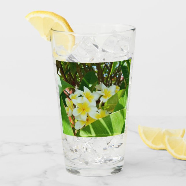 Gelber Frangipani-Baum, Trinkglas Glas (Vorderseite Ice)
