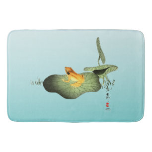 Gelber Frosch auf Lotus Leaf Badematte