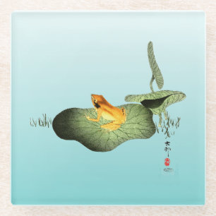 Gelber Frosch auf Lotus Leaf Glasuntersetzer