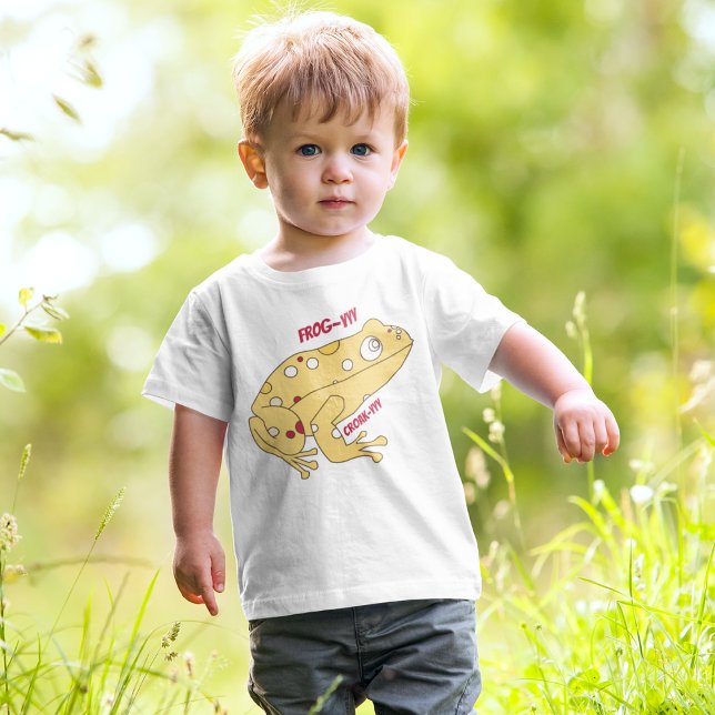 Gelber Frosch-Cartoon Kleinkind T-shirt (cute yellow frog toddler baby t-shirt.)