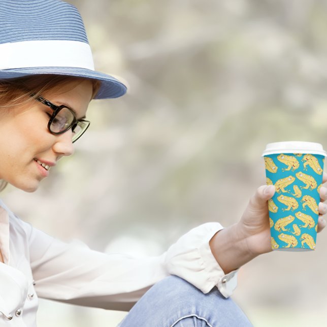 Gelber Frosch-Cartoon Pappbecher (cartoon yellow frog pattern kids,adult party stationery, birthday party use and throw paper cups)