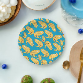 Gelber Frosch-Cartoon Pappteller