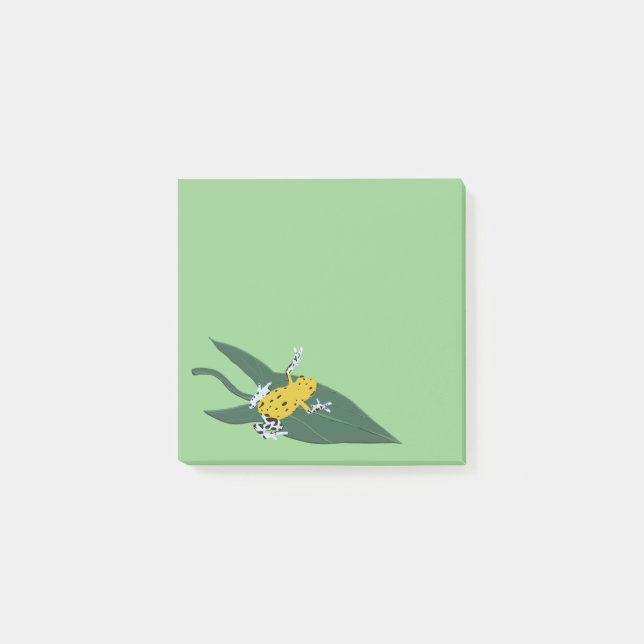 Gelber Frosch Grüne Blätter Post-it Klebezettel (Vorderseite)