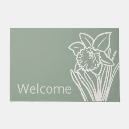 Gelber Frühling Daffodil im Garten Empfang Fußmatte