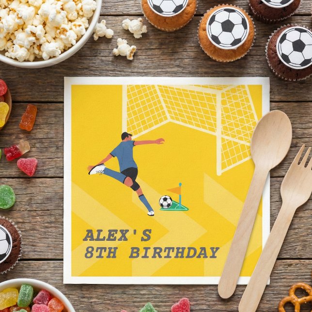 Gelber Fußballspieler Kick Goal Geburtstag Serviette (Von Creator hochgeladen)