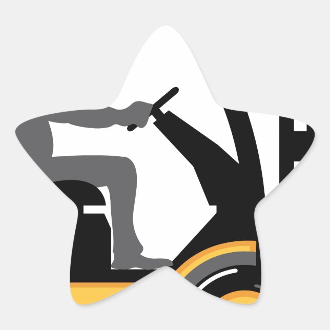 Gelber Gabelstapler Stern-Aufkleber (Vorderseite)