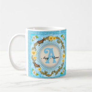 Gelber Gänseblümchen-Monogramm-Becher Kaffeetasse