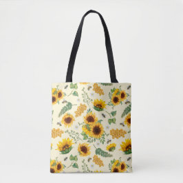 Gelber Garten Sonnenblumen Honey Bees Tote Beutel