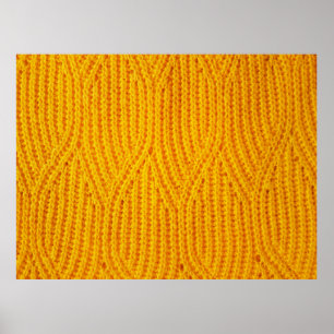 Gelber gestrickter Untergrund aus Spinnstoffen Poster