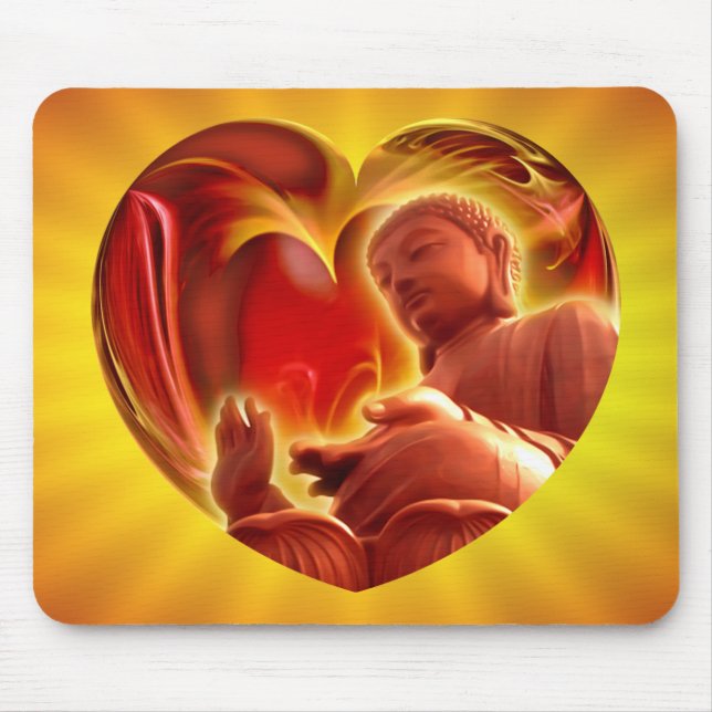 Gelber Glanz BUDDHA-Herzens | Mousepad (Vorne)