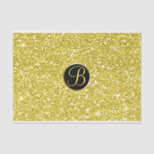 Gelber Glitzer Sparkle Glam Monogram Initial Seidenpapier