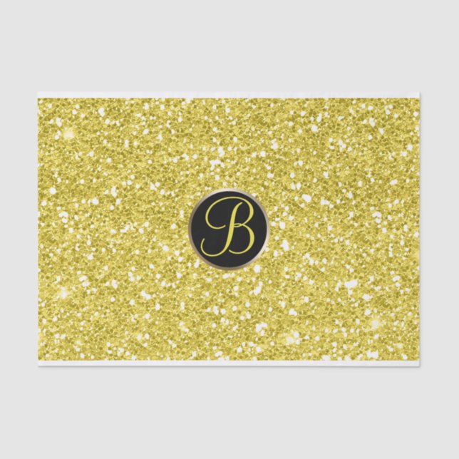 Gelber Glitzer Sparkle Glam Monogram Initial Seidenpapier (Vorderseite)