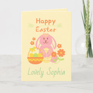 Gelber glücklicher Osterhase Feiertagskarte