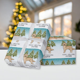 Gelber Golden Retriever Hund Weihnachten Benutzerd Geschenkpapier