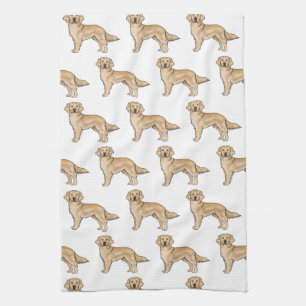 Gelber Golden Retriever Süßer Cartoon-Hund-Muster Geschirrtuch