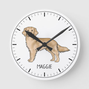 Gelber Golden Retriever Süßer Hund Mit Benutzerdef Runde Wanduhr