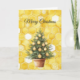 Gelber Goldhonig-Weihnachtsbaum Karte