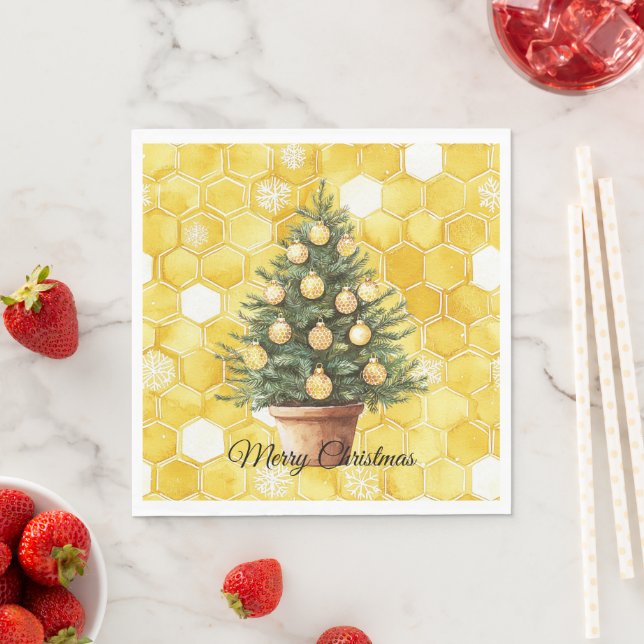 Gelber Goldhonig-Weihnachtsbaum Serviette (Beispiel)