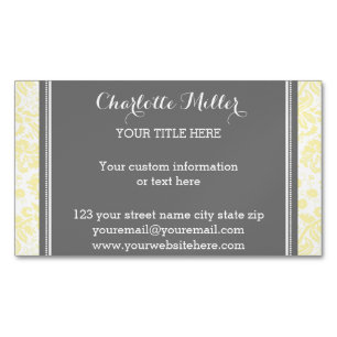 Gelber grauer Damast-magnetische Visitenkarte Magnetische Visitenkarte
