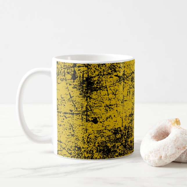 Gelber Grunge Kaffeetasse (Mit Donut)