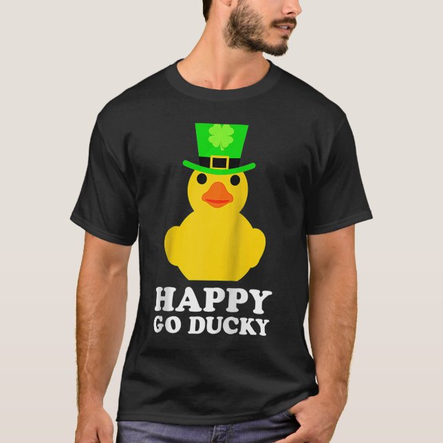 Gelber Gummi Duck Leprechaun Hat St Patrick's Day T-Shirt (Vorderseite)