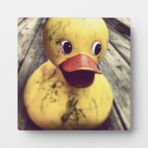 Gelber Gummi Ducky bedeckt in Schmutz! Fotoplatte