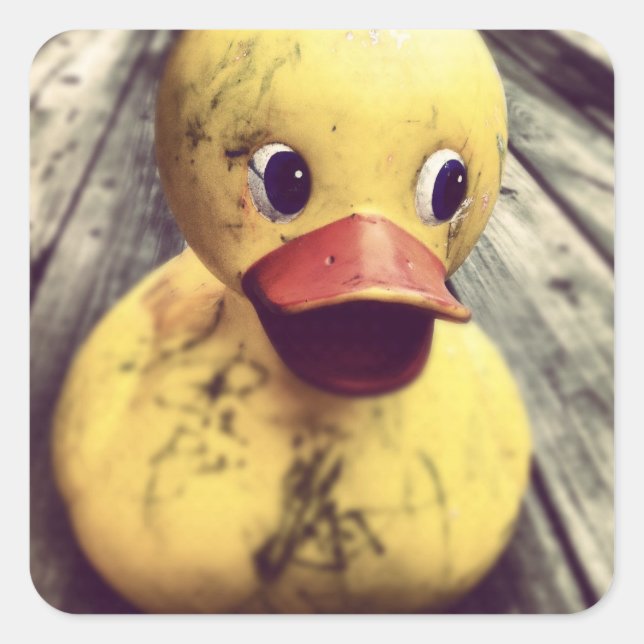 Gelber Gummi Ducky braucht einen Bath! Quadratischer Aufkleber (Vorderseite)