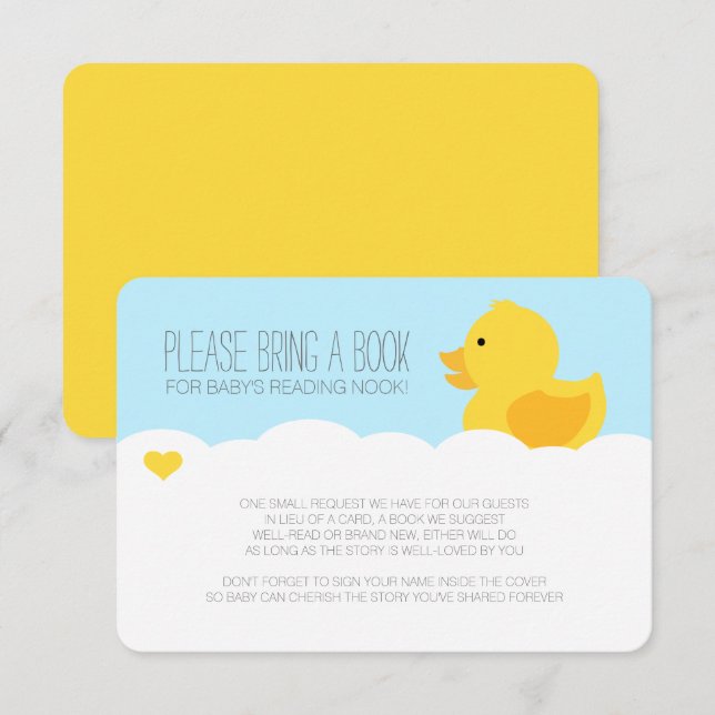 Gelber Gummi Ducky Bubble Bath Baby Dusche Einladung (Vorne/Hinten)
