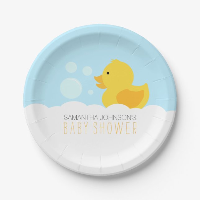 Gelber Gummi Ducky Bubble Bath Baby Dusche Pappteller (Vorderseite)