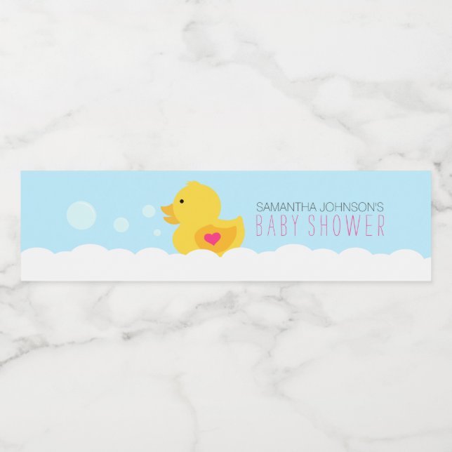 Gelber Gummi Ducky Bubble Bath Girls Babydusche Wasserflaschenetikett (Einzelnes Label)