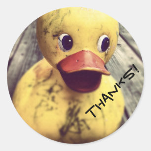 Gelber Gummi Ducky Danke! Runder Aufkleber