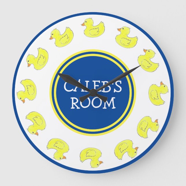 Gelber Gummi Ducky Duckie Badewanne Spielzeug Bade Große Wanduhr (Vorderseite)