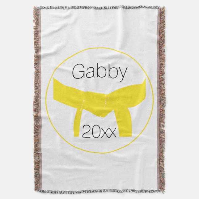 Gelber Gürtel für Kampfkunst Decke (Vorderseite Vertikal)