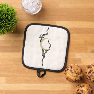Gelber Halbmond mit magischem Rauch Wasserfarbe Topflappen