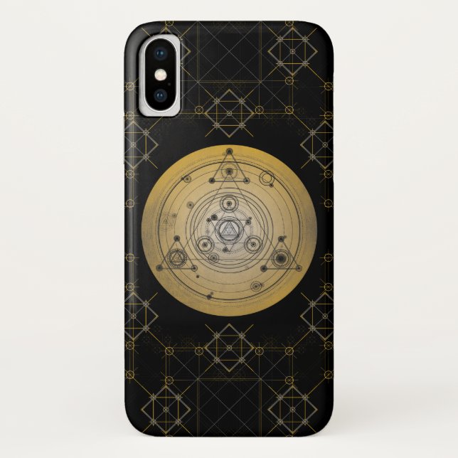 Gelber heiliger Geometriekreis mit Alchimiemuster Case-Mate iPhone Hülle (Rückseite)