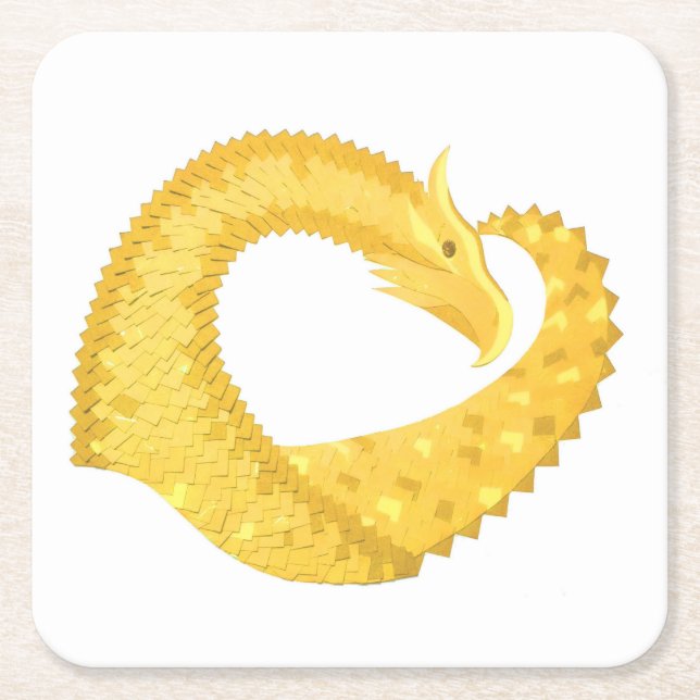 Gelber Herzdrache Rechteckiger Pappuntersetzer (Vorderseite)