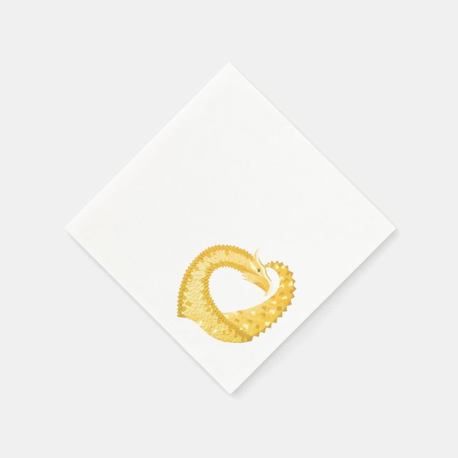 Gelber Herzdrache Serviette (Ecke)