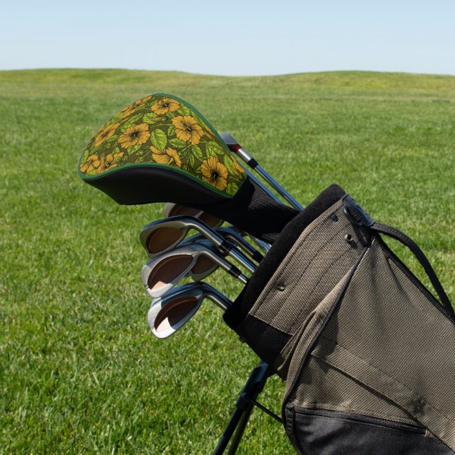 Gelber Hibiskus Blume Golf Headcover (In SItu)