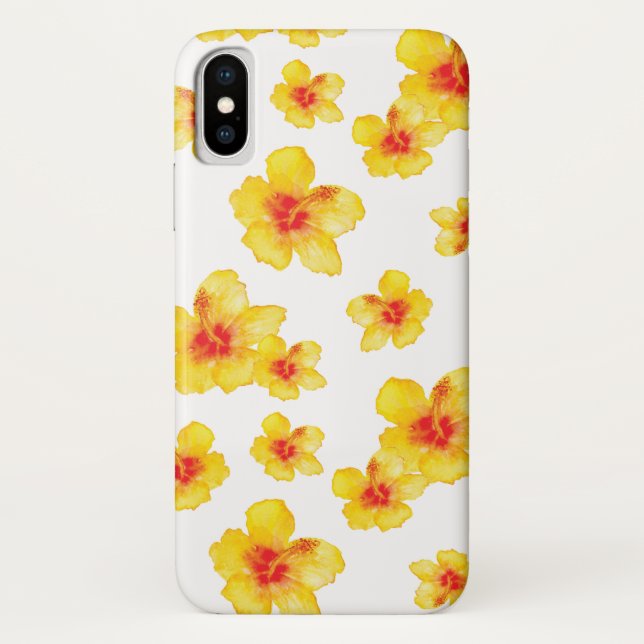 Gelber Hibiskus hawaiianische Aquarellfarben Blume Case-Mate iPhone Hülle (Rückseite)